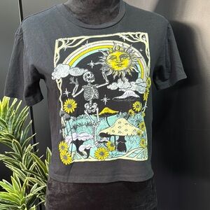 Graphic Black Tee with Colorful Print